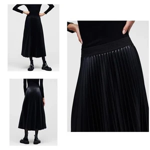KARL LAGERFELDFaux Leather Pleated Skirt - Size S RRP £275 - Picture 1 of 8