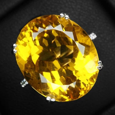 Anillos hechos a mano clásicos de plata de ley 925 de 14,05 quilates con zafiro amarillo dorado Foto 1 de 4