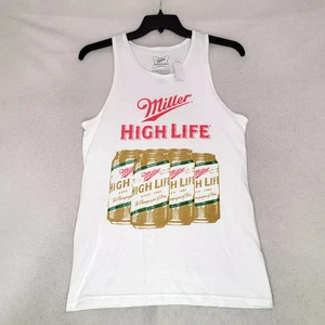 MILLER BEER Tank Top MUSCLE SHIRT Mens SMALL S WHITE HIGH LIFE PULLOVER Brew NWT - Picture 1 of 16