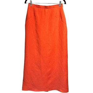 Maxi Falda Vintage Benard Holtzman Talla 10 Mezcla de Lino Coral Boho Abertura Trasera  - Imagen 1 de 11