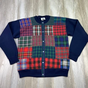 Lee Sweatshirt Strickjacke Damen XL blau rot grün Patchwork kariert bequem VINTAGE - Bild 1 von 11