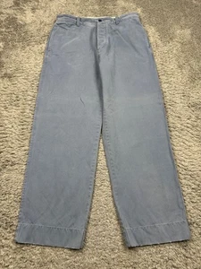 J Crew Pants Men 35x32 Blue Twill Relaxed Loose Wide Leg Button Fly Chino Vtg - Picture 1 of 10