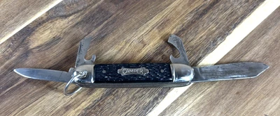 Vintage The Ideal Camper 4 Blade Multi-Tool Pocket Knife Boy Scouts With Bail - Image 1 of 4