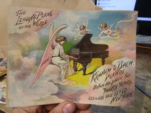 ANTIQUE OLD VICTORIAN ERA Card Kranich Bach Pianos New York Advertising card - Picture 1 of 1