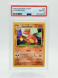 Gioco Pokemon 1999 #24 Charmeleon PSA 8 set base come nuovo - Foto 1 di 3