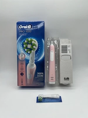 Escova de dentes elétrica recarregável Oral-B Pro 1000 rosa nova caixa aberta - Imagem 1 de 4