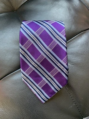 Corbata de seda Nautica rayas a cuadros púrpura 3,5"x58,5" Foto 1 de 4