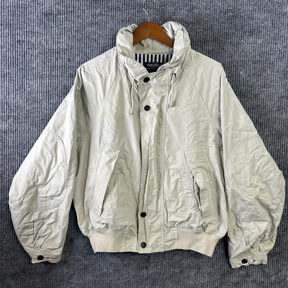 Chaqueta de Vela Nautica Vintage Hombre Grande Beige Cremallera Con Capucha Foto 1 de 4