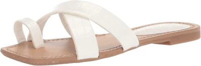 NEW NINE WEST Womens DOTTY3 Flat Sandal White Croc Slip On Shoes Size 6.5 M NIB - Image 1 of 4