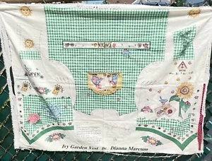 Gilet Edera Giardino Verde Bianco Check di Dianna Marcum Pannello Tessuto Cotone - Foto 1 di 5