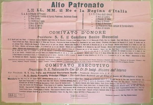 Poster Political Alto Patronage Re regina Benito Mussolini Federzoni Scott - Imagen 1 de 3