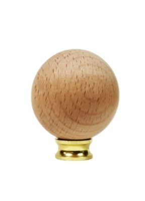 Acabado de lámpara-BOLA DE MADERA MACIZA DE HAYA-PEQUEÑA-CON BASE DE DOBLE ROSCA-LATÓN PULIDO Foto 1 de 4