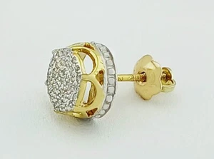 GENUINE WHITE DIAMOND Single EARRING 10K YELLOW GOLD - NWT - Screw Back - Picture 1 of 3