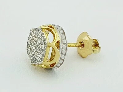 PENDIENTE ÚNICO DIAMANTE BLANCO GENUINO ORO AMARILLO 10K - NUEVO CON ETIQUETAS - Tornillo trasero Foto 1 de 3