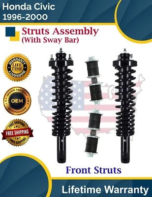 New OE Front Struts W/Sway Bar For 1996-2000 Honda Civic 1.6L Lifetime Warranty - Image 1 of 4