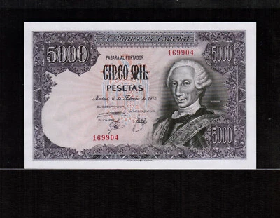 Spain 5000 (5,000) PESETAS 1976 Without Prefix Gem UNC - Image 1 of 2
