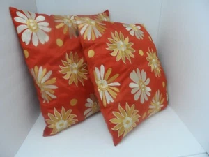 Pier 1 Imports 2 Embroidered Throw Pillows Rust Silky Luxury 18"x18" - VGC - Picture 1 of 6