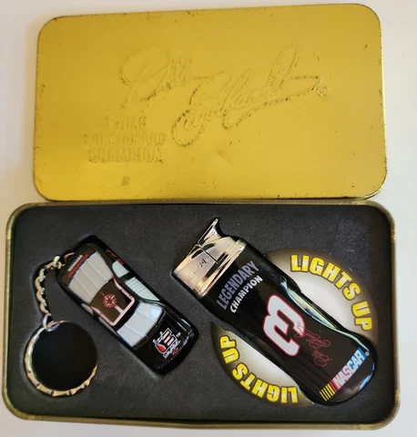 Dale Earnhardt Sr NASCAR Winners Circle Keychain & Lighter Collectors Tin *2002* Cover