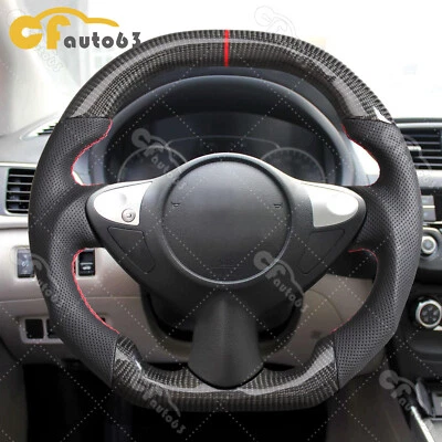 Real Carbon Fiber Steering Wheel Flat Top Fit 2009-2021 Nissan 370Z NISMO - Image 1 of 4