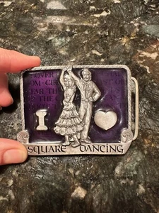 Vintage Square Dancing Gürtelschnalle Buckles Of America Co. CA Meisterwerk Lila - Bild 1 von 6