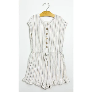 Hayden Girl's Striped White Romper sz M  - Picture 1 of 5