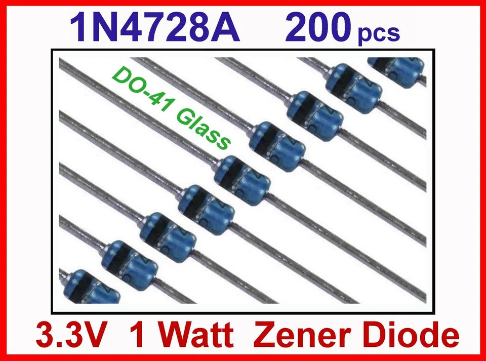 200 X Thomson 1N4728A - 1N4728 3.3V 1W DIODO ZENER DO-41 VIDRIO EN CINTA - ENVÍO EE. UU. Foto 1 de 1