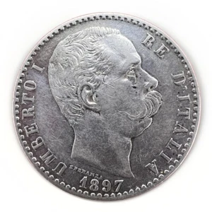 ITALIA  Umberto I - 2 lire 1897 Silver  KM#23 9.94gr A048 - Picture 1 of 2
