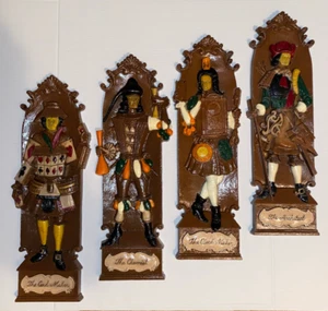 RAR Vintage 4er Set GROß 19" Küster Metall Wandrelief Architekt Chemiker USA - Bild 1 von 23