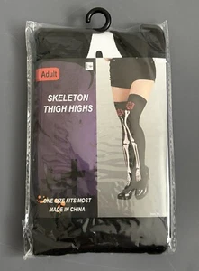 Skeleton & Red Roses Over The Knee Thigh Highs Stocking Socks Halloween Dress Up - Picture 1 of 4