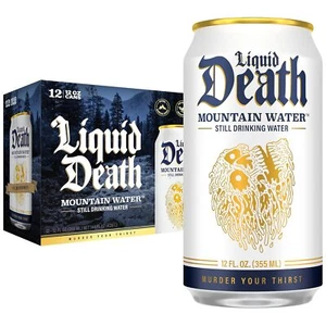Liquid Death, Still Mountain Water, paquete de 12 (latas de 12 oz), fuente de montaña real - Imagen 1 de 8