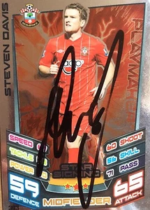 STEVEN DAVIS SIGNED SOUTHAMPTON 2012/2013 MATCH ATTAX TRADING CARD+COA - Picture 1 of 1