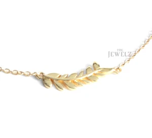 Bracciale catena minimalista piuma foglia oro massiccio 14 carati - The Jewelz - Foto 1 di 4