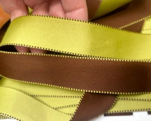 vintage novelty trim 1" ribbon reversible stitched edges 1yd made in France - Picture 1 of 4