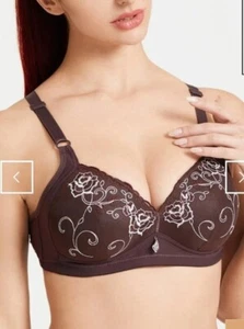 Women's Floral Wireless Light Full Cup Push Up Bra - Picture 1 of 9