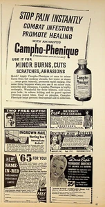 1955 Campho-Phenique Antiseptic Dark-Eyes Crawford's Kansas City 1950s Print Ads - Picture 1 of 1