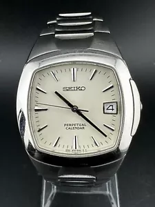 Seiko Men's Perpetual Calendar Silver Dial Date Quartz Watch 36mm 8F32-5000 - Picture 1 of 11