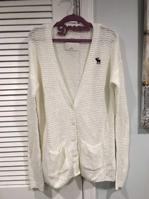 NUEVO CON ETIQUETAS ABERCROMBIE NIÑOS NIÑAS XL CÁRDIGAN SUÉTER BOLSILLOS ALCE AZUL Foto 1 de 3