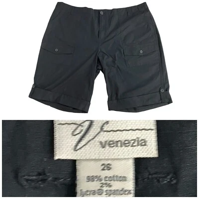 Pantalones Cortos Venezia Para Mujer Plus 26 Negro Carga Utilidad Básico GORP Senderismo Vacaciones Foto 1 de 4
