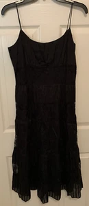 ANN TAYLOR Womens Sleeveless Tiered Black Silk Blend DRESS  Size 6  EUC - Picture 1 of 5
