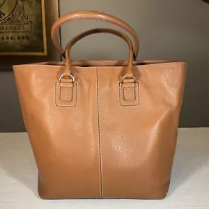 TOD'S Tote Bag Large Brown Pebbled Leather Shoulder Satchel - Picture 1 of 16