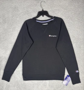 Champion Women's Black Powerblend Boyfriend Graphic Crew Sweatshirt Size Small - Picture 1 of 8