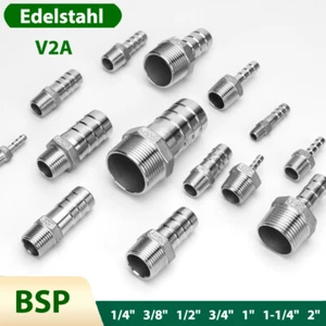 Edelstahl V2A Schlauchtülle Aussengewinde Schlauchanschluss Schlauchstutzen BSP - Bild 1 von 27