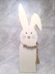 Bauernhaus Holz Pfosten Hase Kaninchen Ostern lange Ohren 16" Burton + Burton - Bild 1 von 7