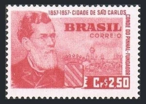Brazil 853 two stamps,MNH.Mi 918. City of Sao Carlos-100,1957.Count of Pinhal. - Picture 1 of 1