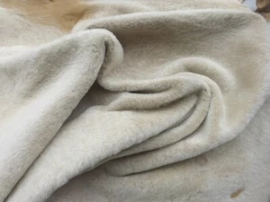 sheepskin shearling leather THIN hide Beige Silky Hair -Mottled Khaki suede back - Picture 1 of 5