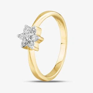 9ct Yellow Gold Clear Crystal Flower Cluster Ring DIV057 - Picture 1 of 4