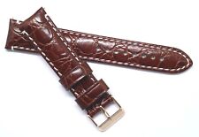 20mm Red Brown Croco Embossed Leather Unisex Watch Band W/ Rose Gold Buckle