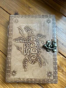 Handmade embossed leather bound journal - Picture 1 of 9