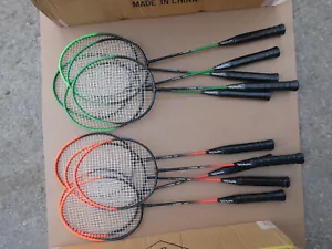 10 Stück Badmintonracket Federballschläger, Stahl, robust, GREENHORN, 8 Bälle - Bild 1 von 8