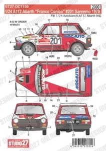 STUDIO27 1/24 A112 Abarth "Franco Cunico" #201 Sanremo 1979 for FUJIMI DC115 - Picture 1 of 2